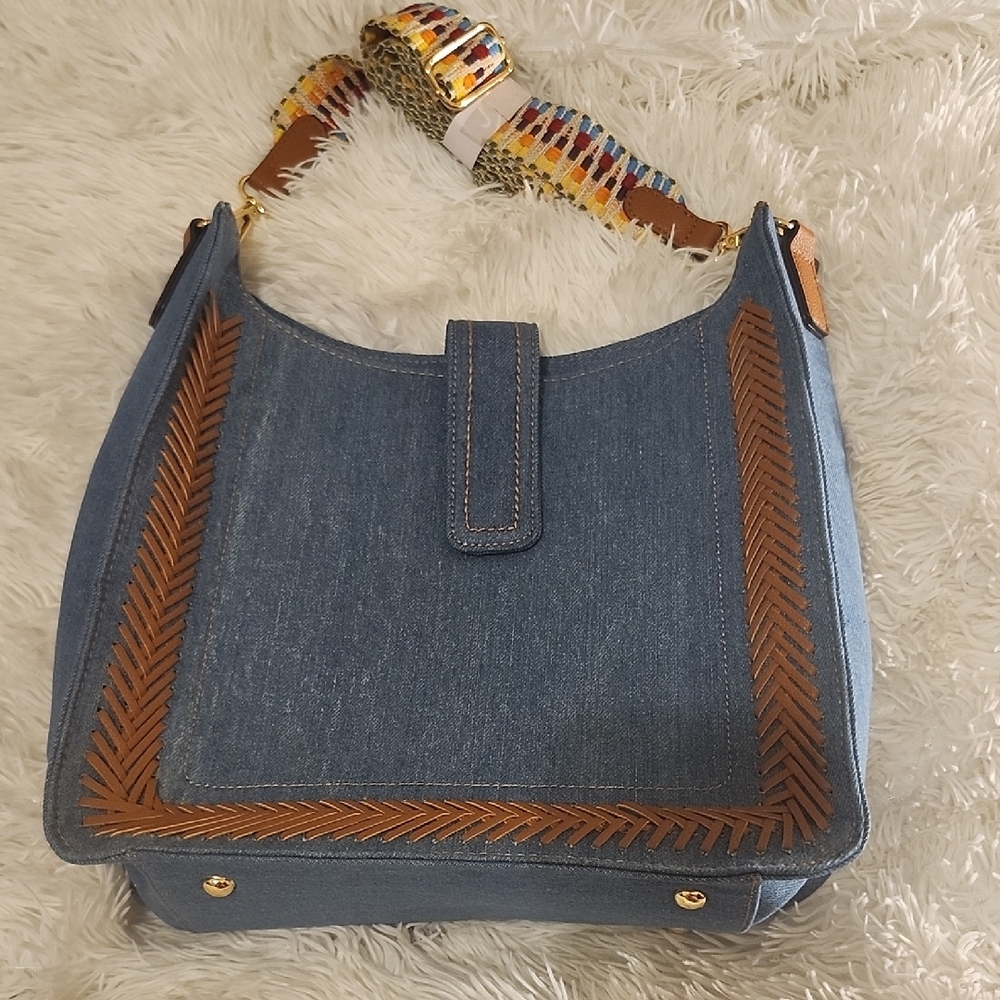 The Cato Women's Denim Hobo Crossbody Bag.